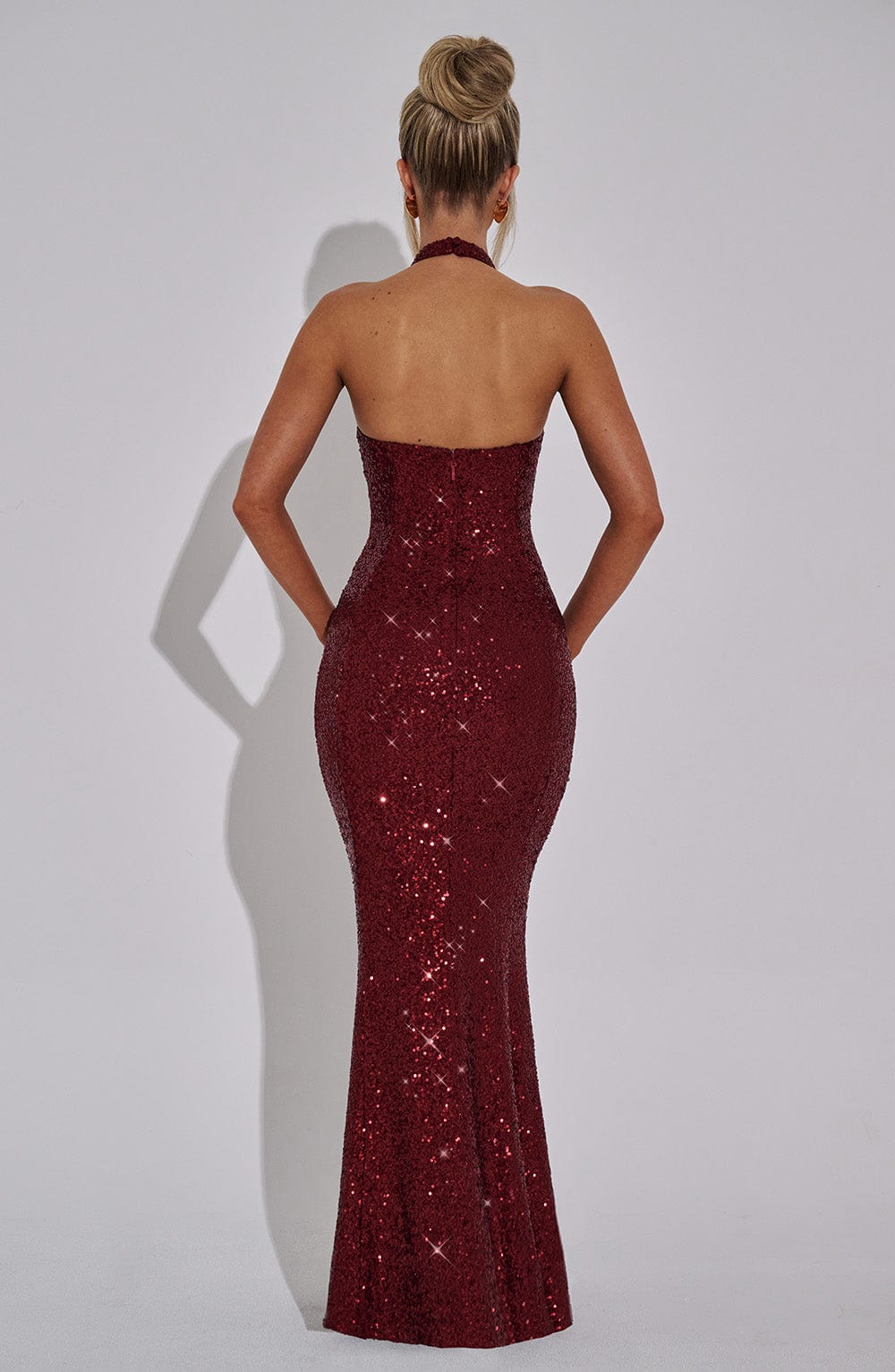 GAIA | HALTER MAXI DRESS - Wine Sparkle