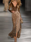 GALYA | VELVET TOP SEQUIN SKIRT SET - Camel