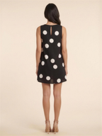 GELSEY | SLEEVELESS A-LINE SHIFT MINI DRESS - Black Polka Dot