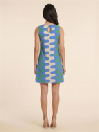 GELSEY | SLEEVELESS A-LINE SHIFT MINI DRESS - Blue Wave Print