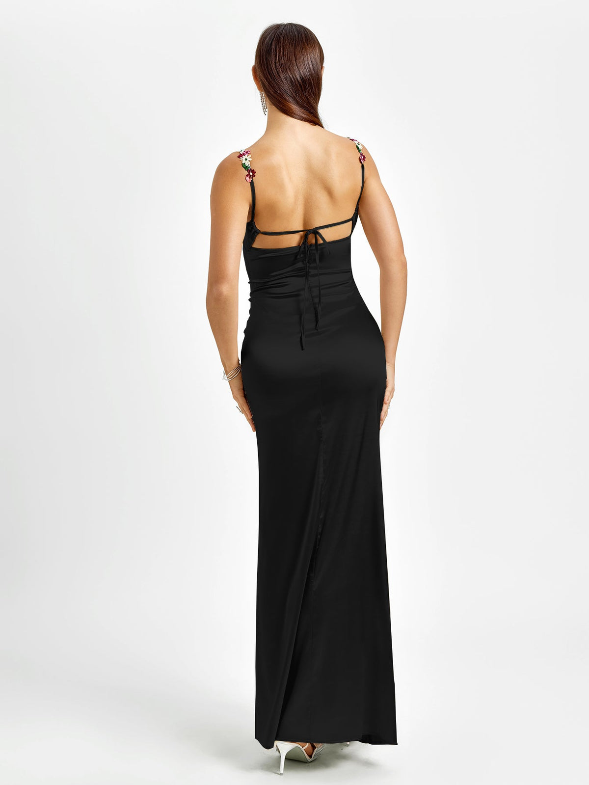 GEORGETTE | SATIN MAXI DRESS - Black