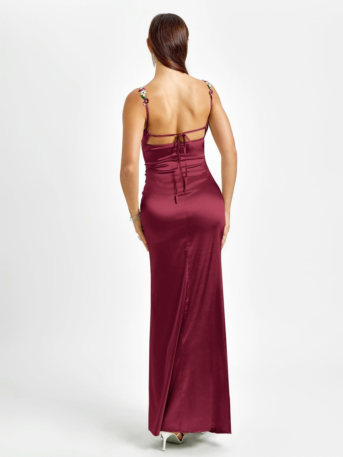 GEORGETTE | SATIN MAXI DRESS - Burgundy
