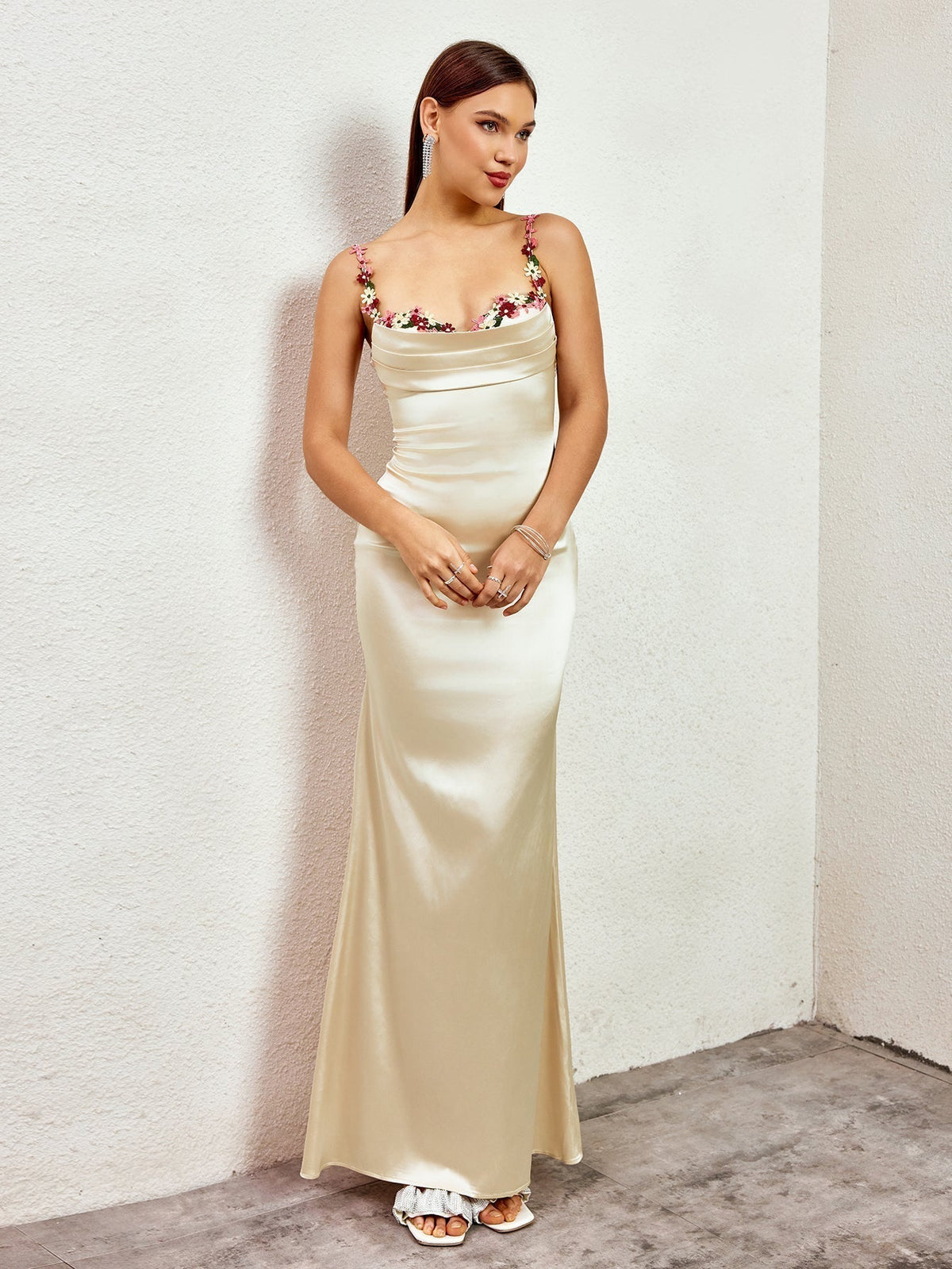 GEORGETTE | SATIN MAXI DRESS - Champagne