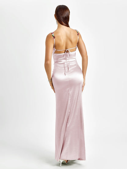 GEORGETTE | SATIN MAXI DRESS - Light Pink