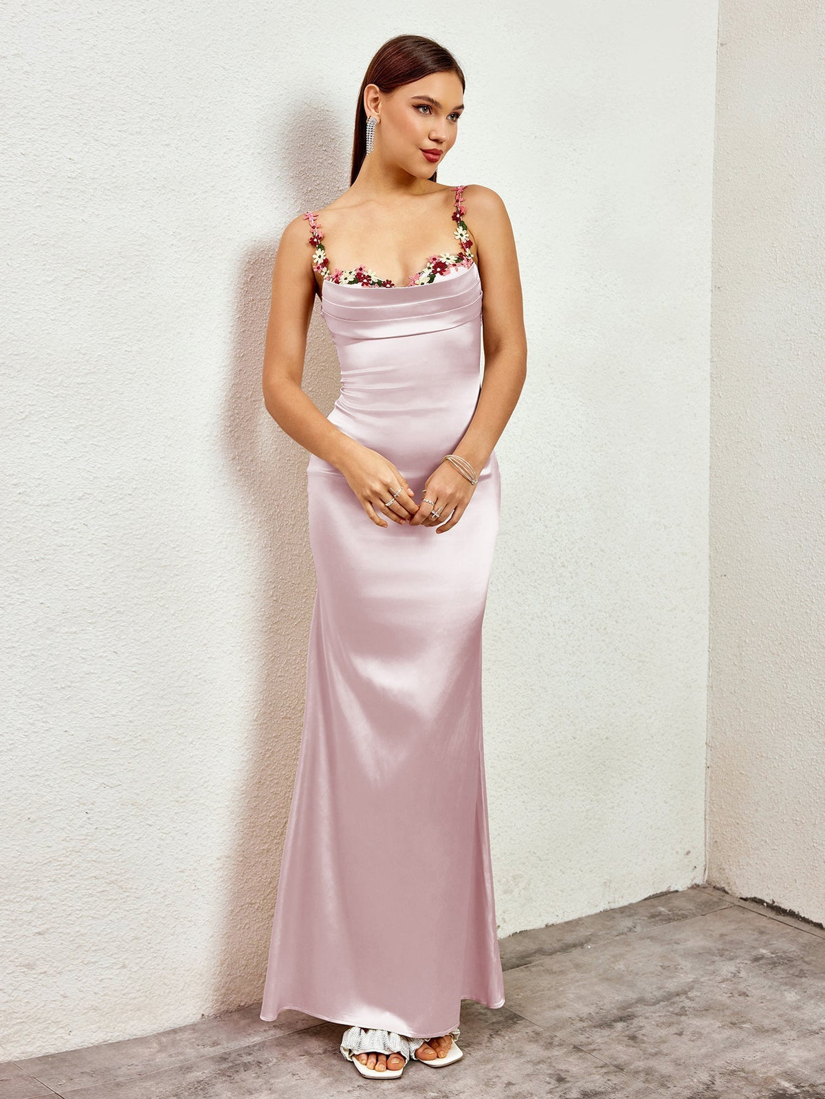GEORGETTE | SATIN MAXI DRESS - Light Pink
