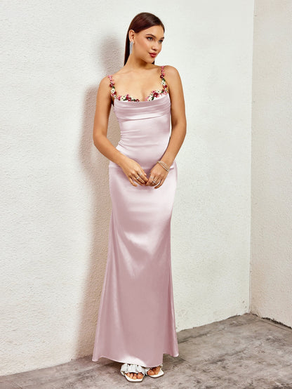 GEORGETTE | SATIN MAXI DRESS - Light Pink