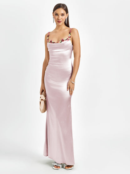 GEORGETTE | SATIN MAXI DRESS - Light Pink