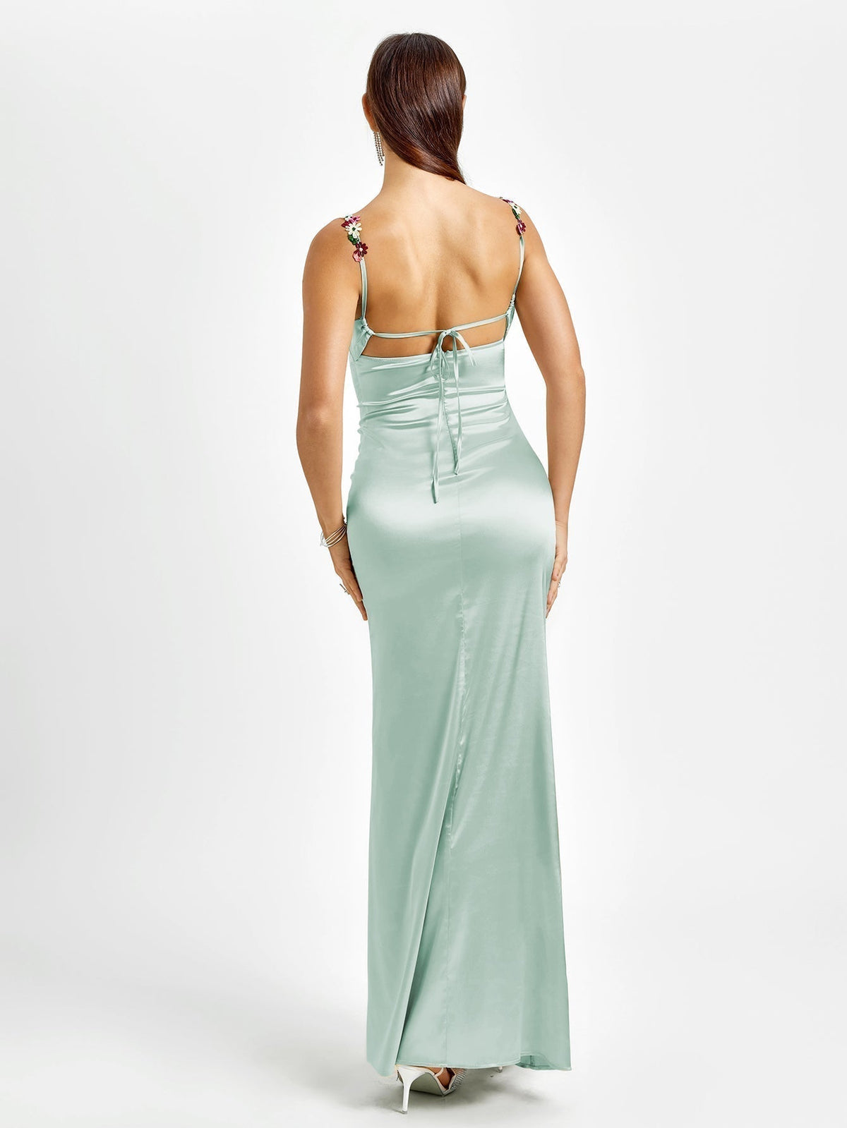GEORGETTE | SATIN MAXI DRESS - Mint Green