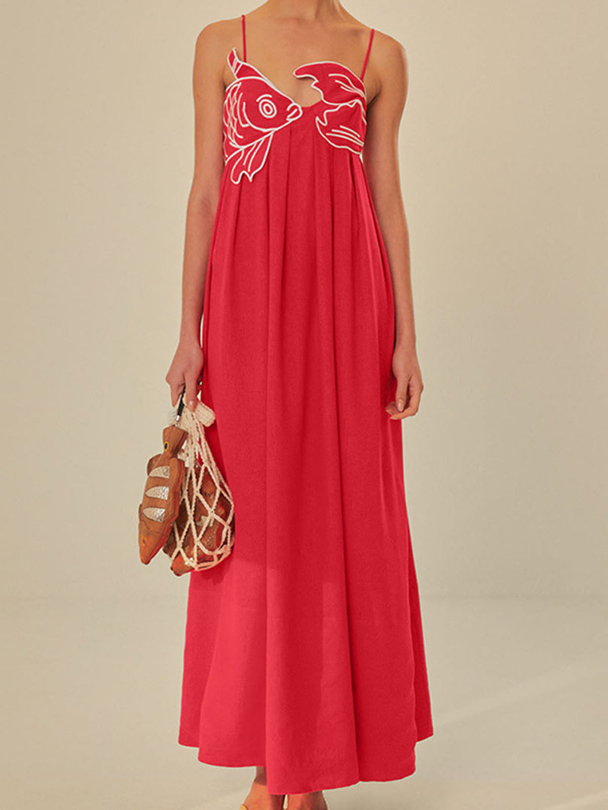GIOVANNA | EMBROIDERED MAXI DRESS - Red