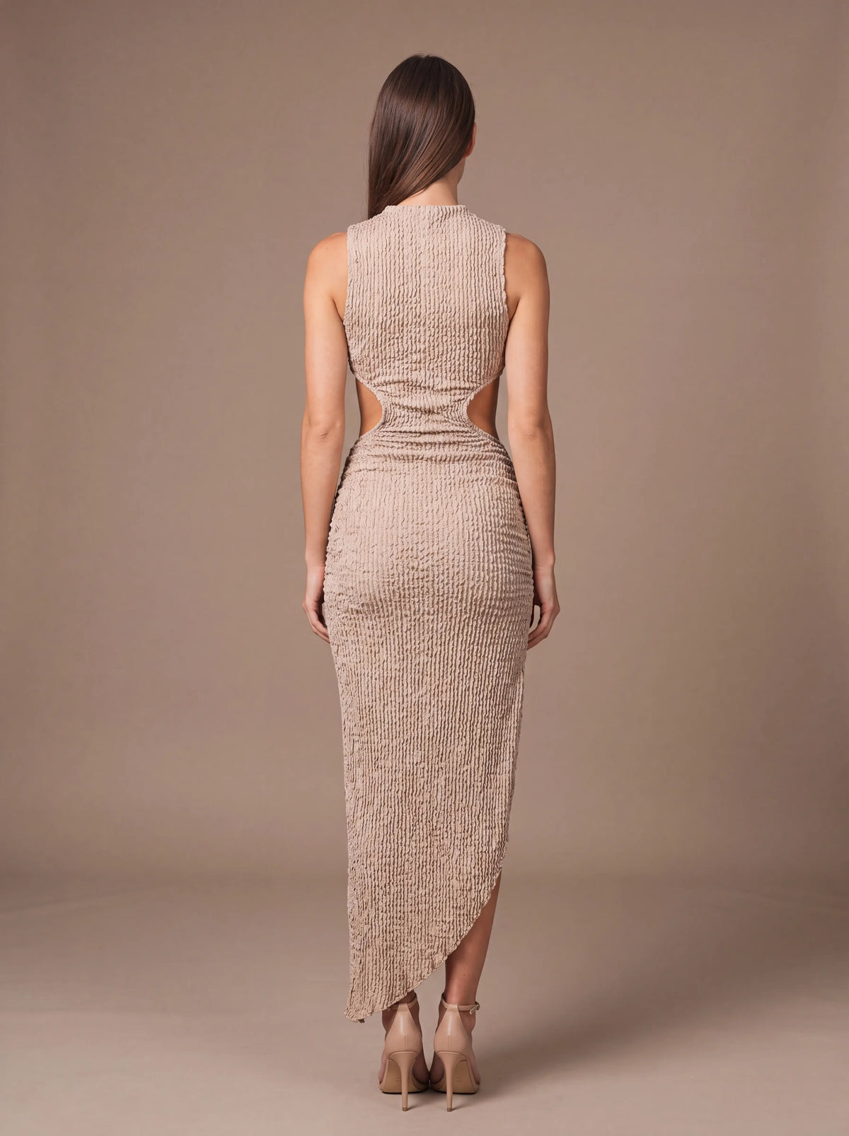 GISELA | CUTOUT MAXI DRESS - Beige