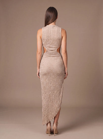 GISELA | CUTOUT MAXI DRESS - Beige