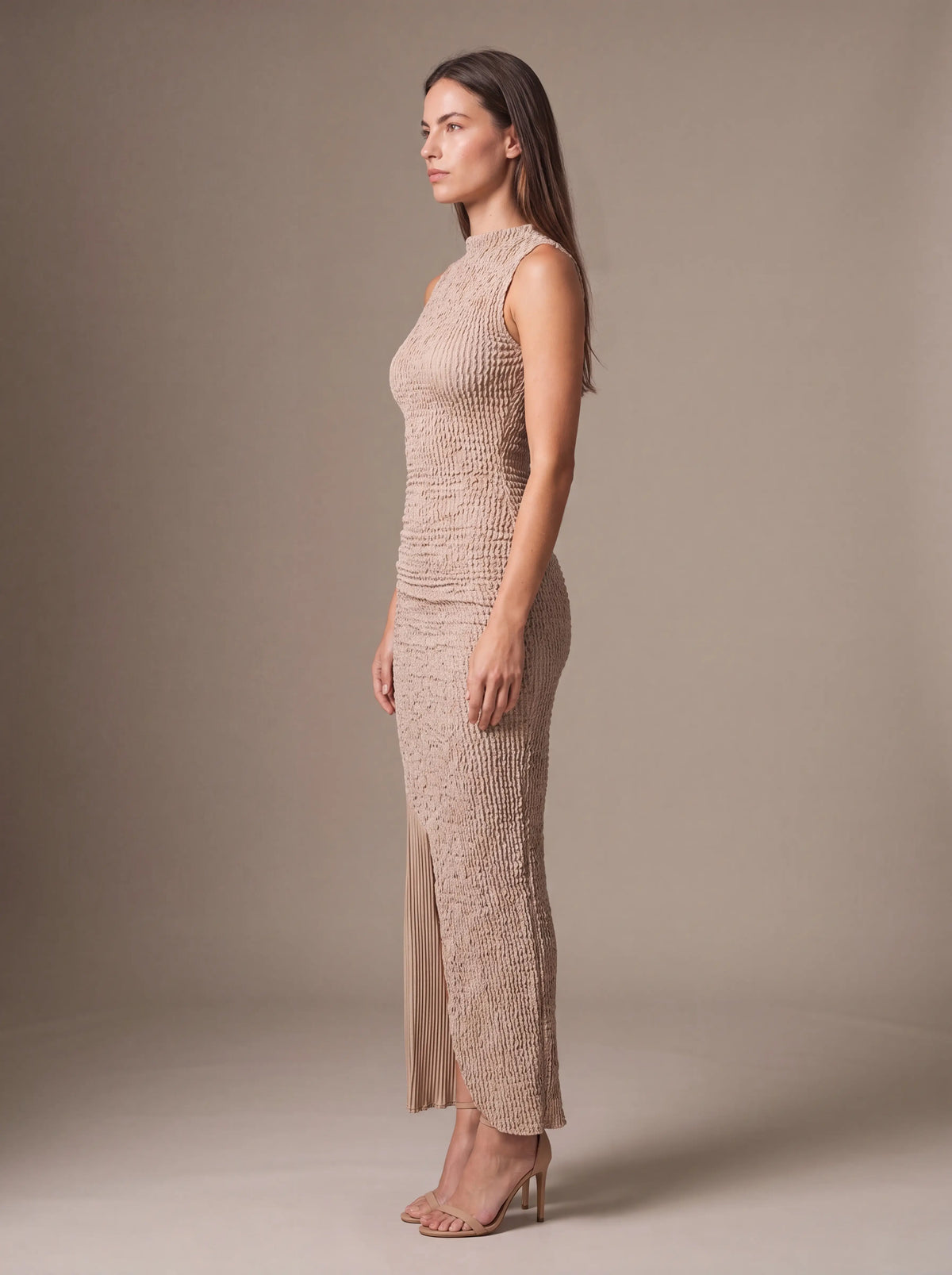 GISELA | CUTOUT MAXI DRESS - Beige