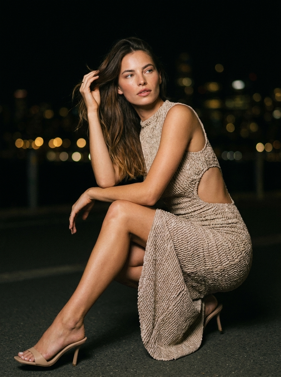 GISELA | CUTOUT MAXI DRESS - Beige