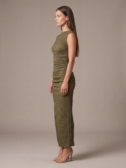 GISELA | CUTOUT MAXI DRESS - Olive