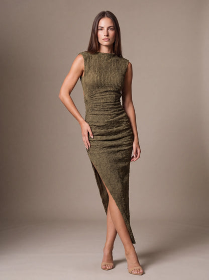 GISELA | CUTOUT MAXI DRESS - Olive