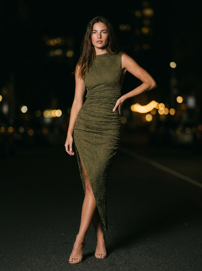 GISELA | CUTOUT MAXI DRESS - Olive