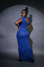 GISELE | EMBELLISHED CAP SLEEVE GOWN - Royal Blue