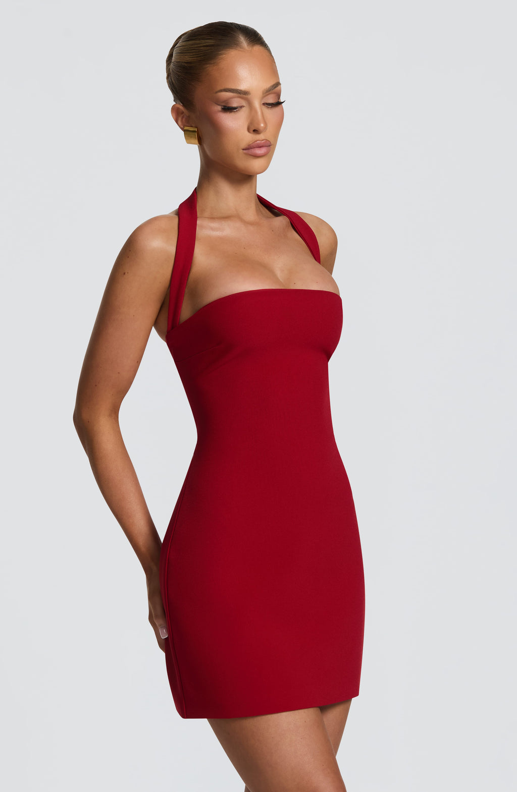 GLORIANA | STRAPLESS LACE-UP BACK MINI DRESS - Cherry Red
