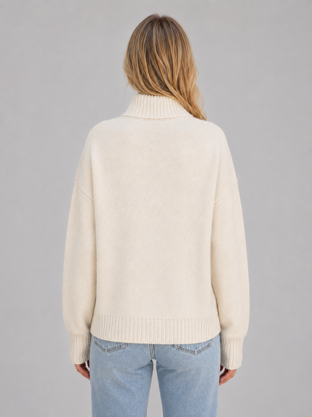 GRACEN | ZIP-UP FUNNEL NECK KNIT CARDIGAN - Cream