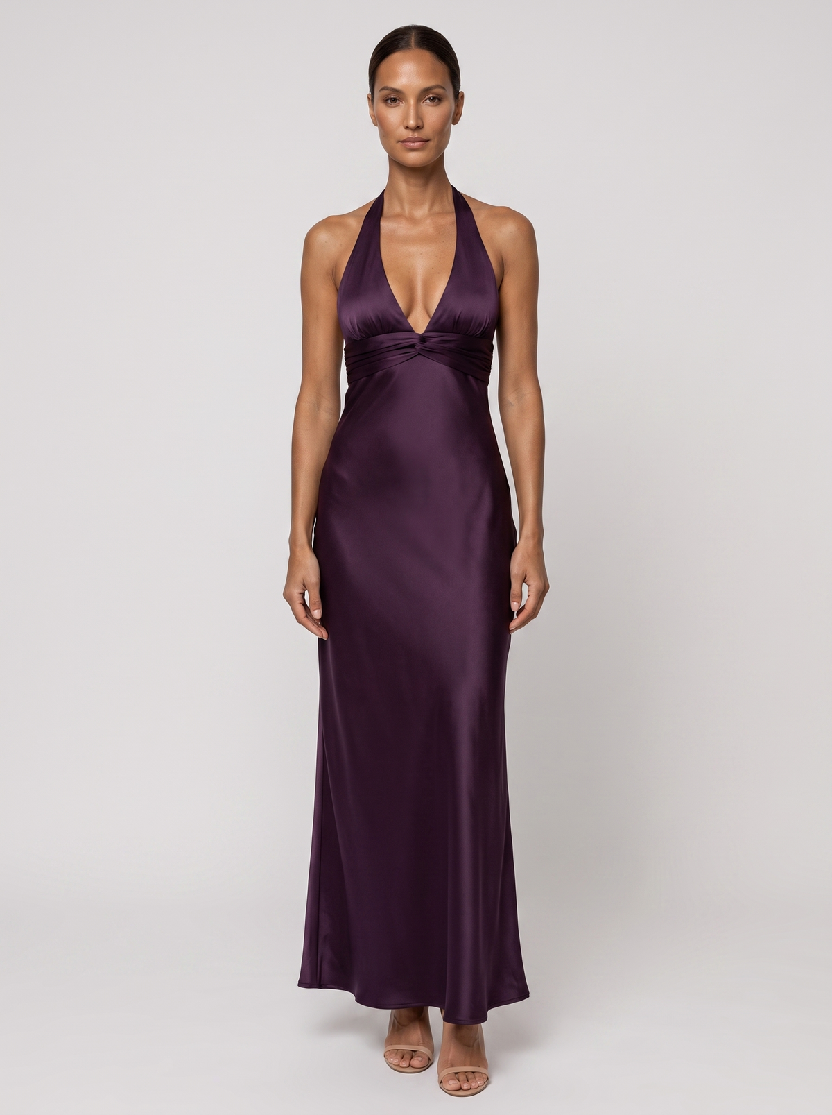 GRACIELA | HALTER MAXI DRESS - Plum