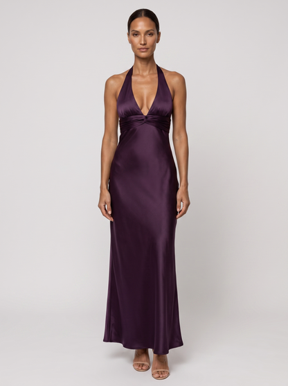 GRACIELA | HALTER MAXI DRESS - Plum