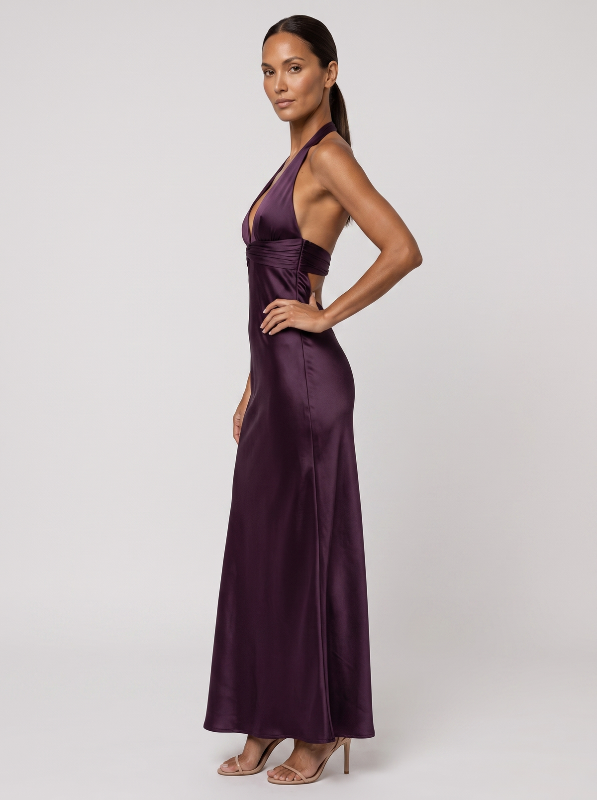GRACIELA | HALTER MAXI DRESS - Plum