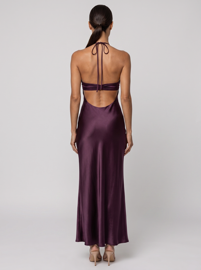 GRACIELA | HALTER MAXI DRESS - Plum