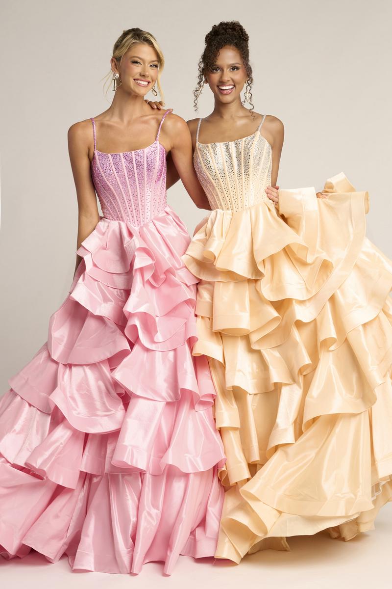 GWYNETH | TIERED RUFFLE GOWN - Red
