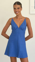 HANNA | V-NECK CAMI MINI DRESS - Cornflower Blue