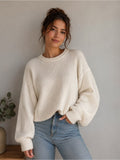 HAYDEN | CREW NECK KNIT SWEATER - Cream