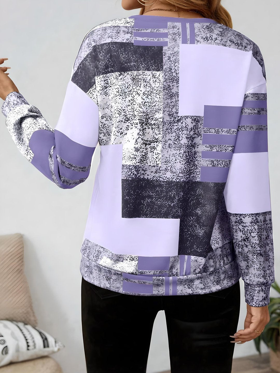 HAYWORTH | COLORBLOCK PATCHWORK PRINT SWEATSHIRT - Purple