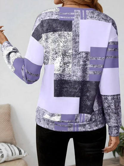 HAYWORTH | COLORBLOCK PATCHWORK PRINT SWEATSHIRT - Purple