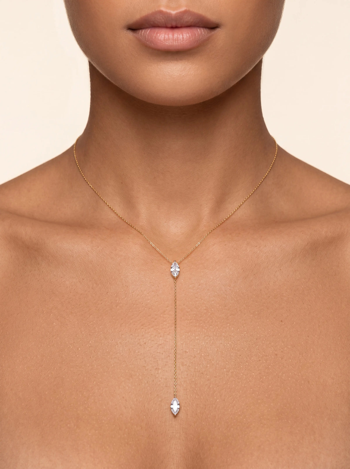 HELIA | MARQUISE LARIAT NECKLACE - Gold