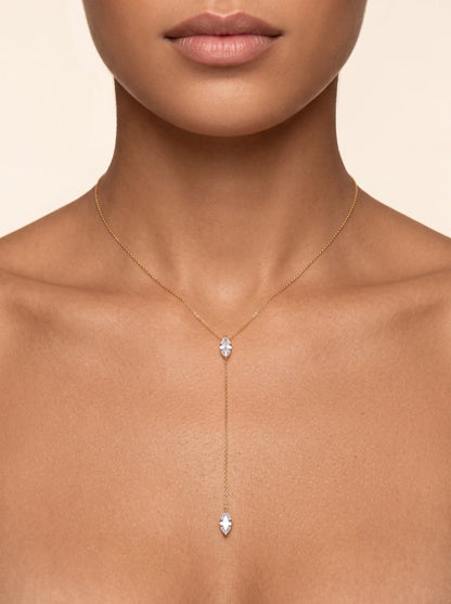 HELIA | MARQUISE LARIAT NECKLACE - Gold
