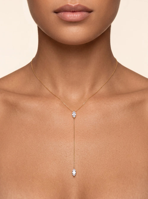 HELIA | MARQUISE LARIAT NECKLACE - Gold