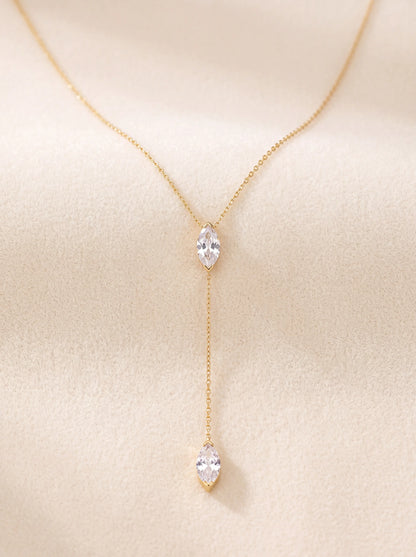 HELIA | MARQUISE LARIAT NECKLACE - Gold