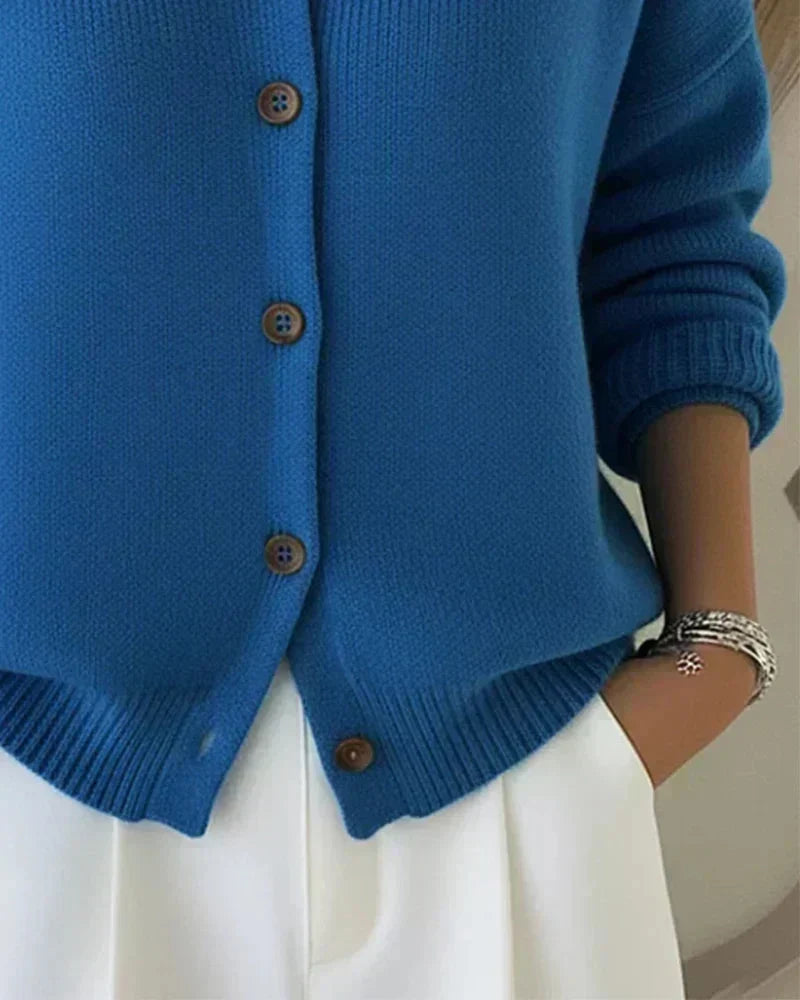 HESTIA | STRUCTURED COLLAR KNIT CARDIGAN - Blue