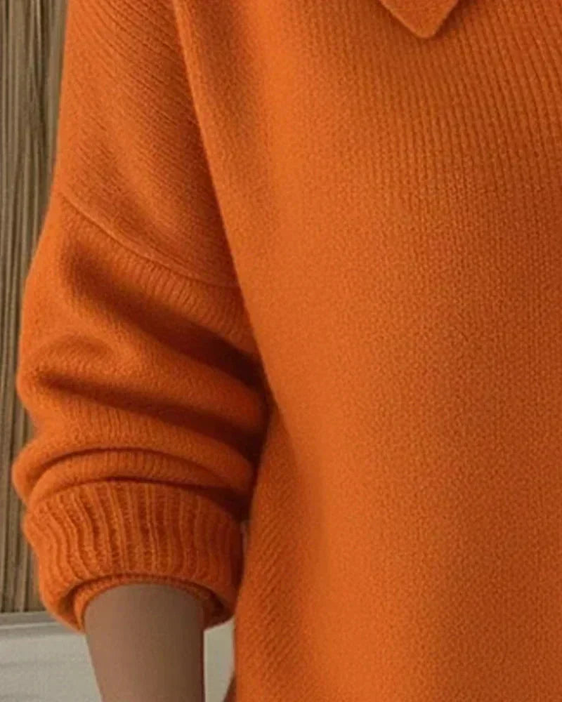 HESTIA | STRUCTURED COLLAR KNIT CARDIGAN - Orange