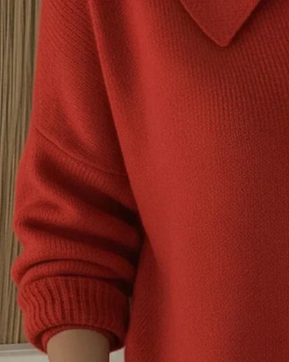 HESTIA | STRUCTURED COLLAR KNIT CARDIGAN - Red