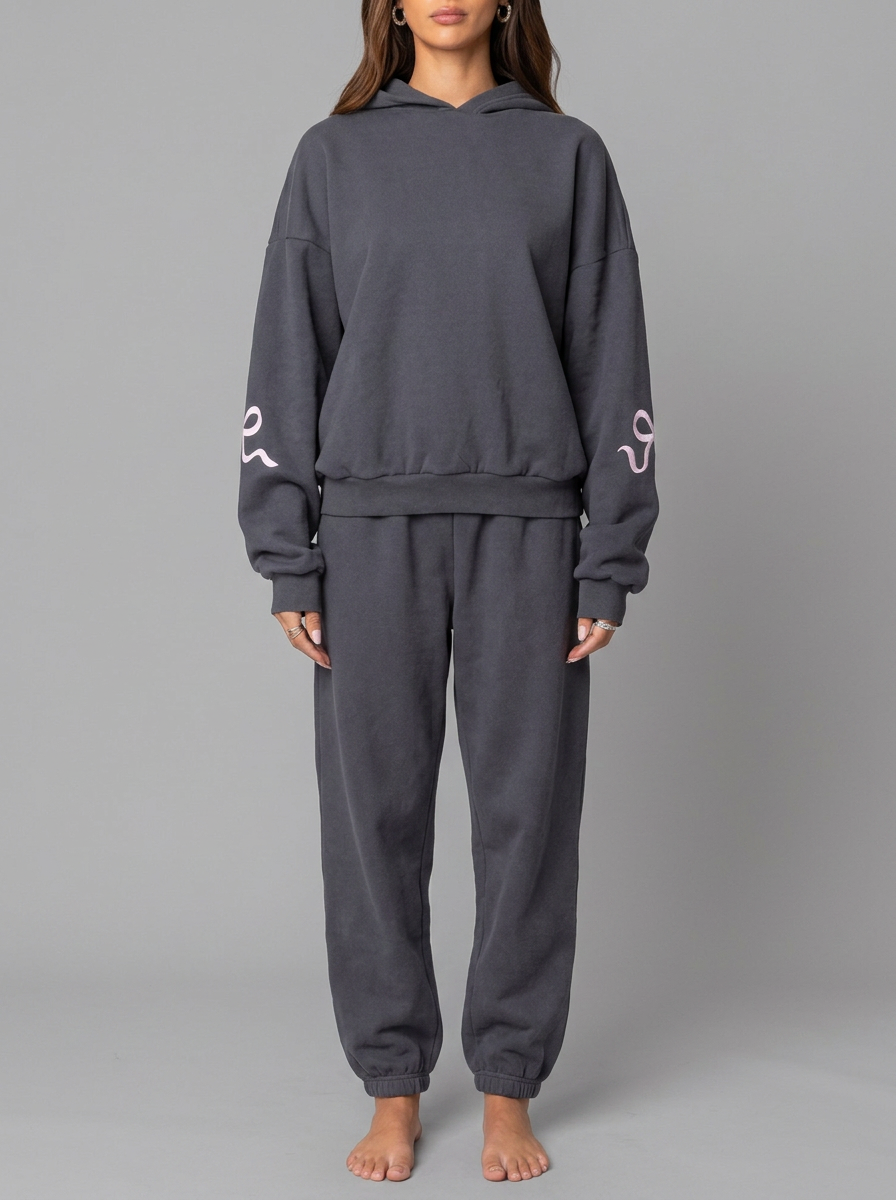 HETTY | BOW DETAIL TRACKSUIT - Dark Gray