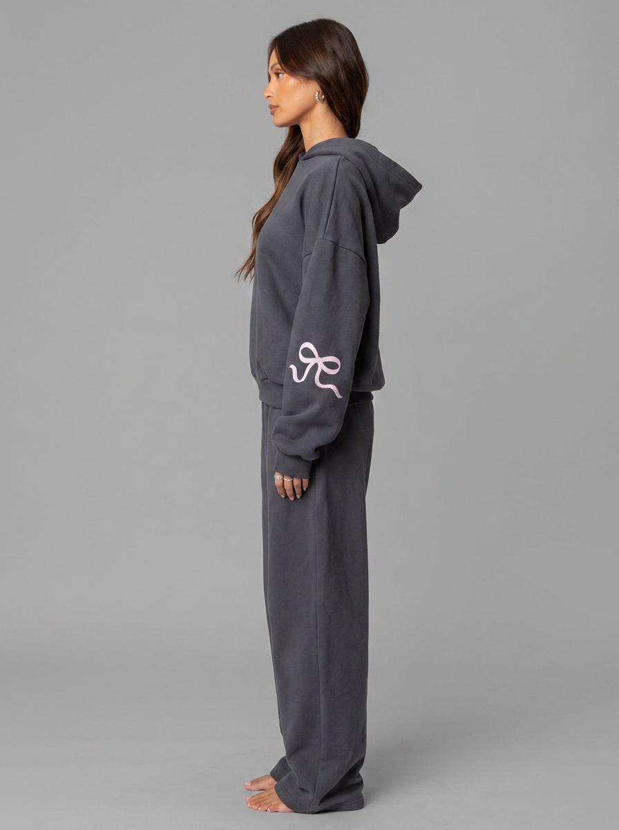 HETTY | BOW DETAIL TRACKSUIT - Dark Gray