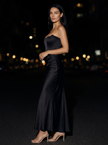 HOLLYN | STRAPLESS RUCHED MAXI DRESS - Black