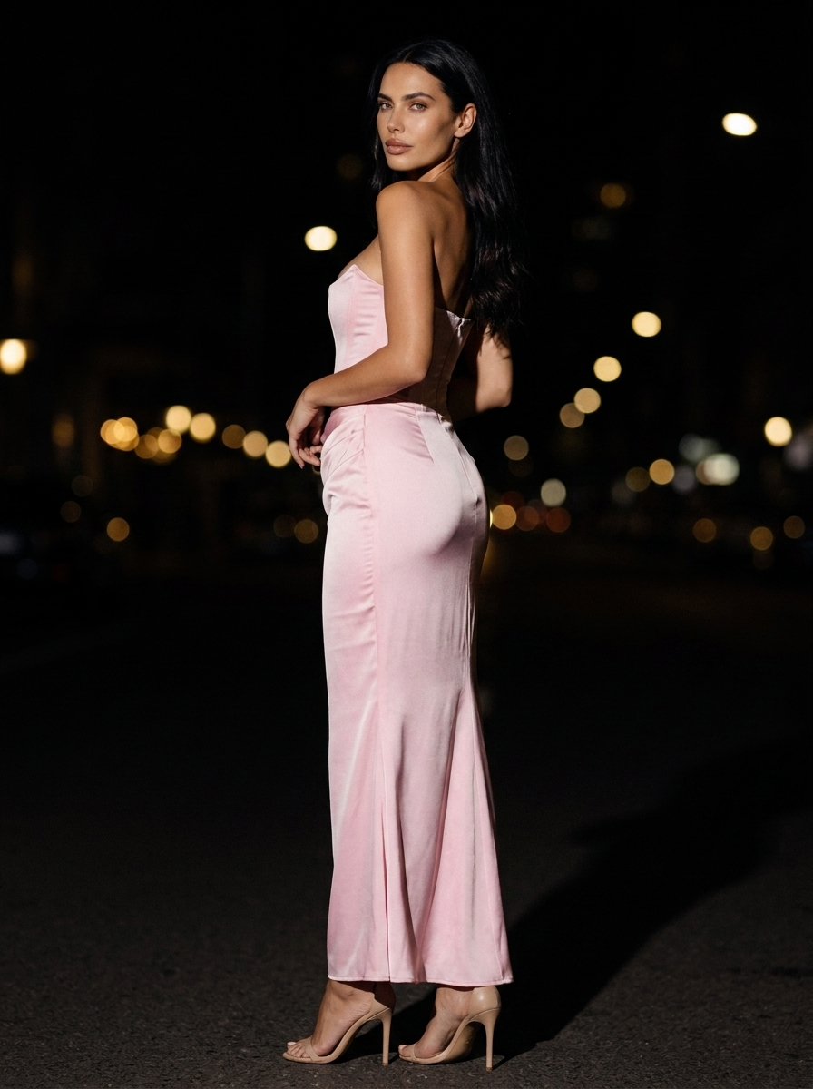 HOLLYN | STRAPLESS RUCHED MAXI DRESS - Blush Pink