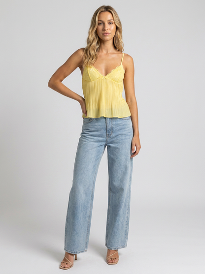 HONEYBELL | LACE TOP - Lemon Yellow