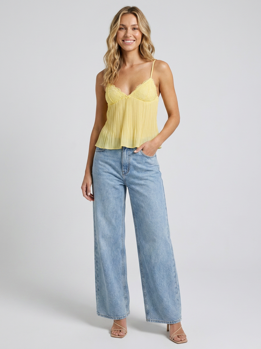 HONEYBELL | LACE TOP - Lemon Yellow
