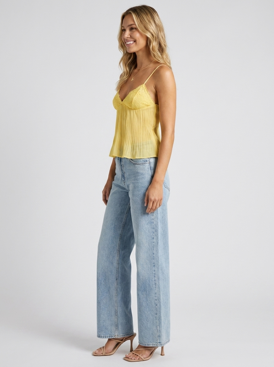 HONEYBELL | LACE TOP - Lemon Yellow