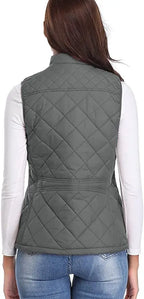 HULDA | QUILTED STAND COLLAR VEST JACKET - Charcoal Gray