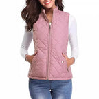 HULDA | QUILTED STAND COLLAR VEST JACKET - Dusty Pink