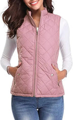 HULDA | QUILTED STAND COLLAR VEST JACKET - Dusty Pink