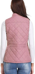 HULDA | QUILTED STAND COLLAR VEST JACKET - Dusty Pink